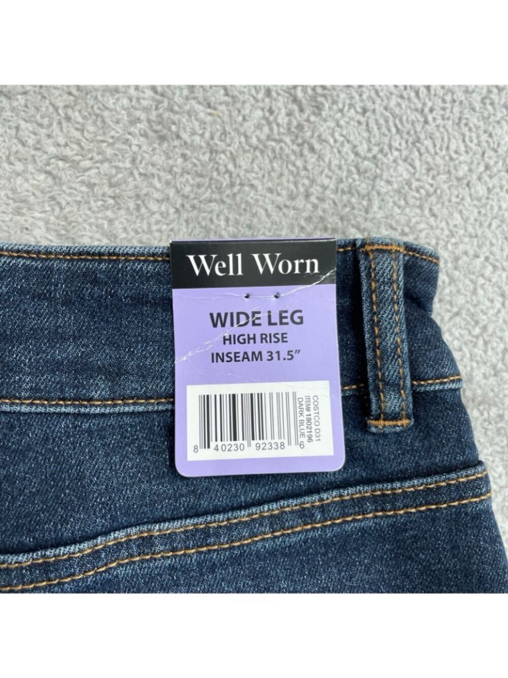 NWT Well Worn Women's 4/27 Wide Leg High Rise Dark Blue Jeans B0733 - Picture 10 of 12